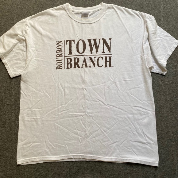 Gildan Other - THRASHED Town Branch Bourbon T-Shirt Mens XL White Gildan Cotton Distillery Tee